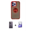MARSİLYAN™- iPhone 13 Pro Max Kılıf Yörünge Çizgi - Siyah Bilvis 5in1 5D Magic Hayalet Cam Ekran Koruyucu + Neon Fosforlu Kamera Lens - BZ