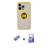 MARSİLYAN™- iPhone 13 Pro Max Kılıf Yörünge Çizgi - Siyah Bilvis 5in1 5D Magic Hayalet Cam Ekran Koruyucu + Shine Kamera Lens Koruma Cam - GI
