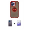 MARSİLYAN™- iPhone 13 Pro Max Kılıf Yörünge Çizgi - Siyah Bilvis 5in1 5D Magic Hayalet Cam Ekran Koruyucu + Mavi Neon Fosforlu Kamera Lens