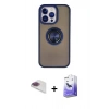 MARSİLYAN™- iPhone 13 Pro Max Kılıf Yörünge Çizgi - Siyah Bilvis 5in1 5D Magic Hayalet Cam Ekran Koruyucu + Pers Alüminyum Kamera Lens - GI