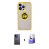 MARSİLYAN™- iPhone 13 Pro Max Kılıf Yörünge Çizgi - Siyah Bilvis 5in1 5D Magic Hayalet Cam Ekran Koruyucu + Mavi Neon Fosforlu Kamera Lens