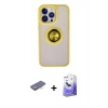 MARSİLYAN™- iPhone 13 Pro Max Kılıf Yörünge Çizgi - Siyah Bilvis 5in1 5D Magic Hayalet Cam Ekran Koruyucu + Renkli Kamera Lens Koruma Cam - TU