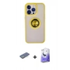 MARSİLYAN™- iPhone 13 Pro Max Kılıf Yörünge Çizgi - Siyah Bilvis 5in1 5D Magic Hayalet Cam Ekran Koruyucu + Renkli Kamera Lens Koruma Cam - YL