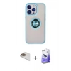 MARSİLYAN™- iPhone 13 Pro Max Kılıf Yörünge Çizgi - Siyah Bilvis 5in1 5D Magic Hayalet Cam Ekran Koruyucu + Gold Pers Alüminyum Kamera Lens