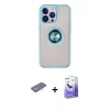 MARSİLYAN™- iPhone 13 Pro Max Kılıf Yörünge Çizgi - Siyah Bilvis 5in1 5D Magic Hayalet Cam Ekran Koruyucu + Renkli Kamera Lens Koruma Cam - SI