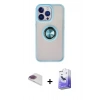 MARSİLYAN™- iPhone 13 Pro Max Kılıf Yörünge Çizgi - Siyah Bilvis 5in1 5D Magic Hayalet Cam Ekran Koruyucu + Pers Alüminyum Kamera Lens - GI