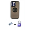 MARSİLYAN™- iPhone 13 Pro Max Kılıf Yörünge Çizgi - Siyah Bilvis 5in1 5D Magic Hayalet Cam Ekran Koruyucu + Shine Kamera Lens Koruma Cam - MI