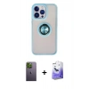 MARSİLYAN™- iPhone 13 Pro Max Kılıf Yörünge Çizgi - Siyah Bilvis 5in1 5D Magic Hayalet Cam Ekran Koruyucu + Neon Fosforlu Kamera Lens - YL