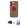 MARSİLYAN™- iPhone 13 Pro Max Kılıf Yörünge Çizgi - Siyah Bilvis 5in1 5D Magic Hayalet Cam Ekran Koruyucu + Gold Raze Metal Kamera Lens