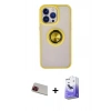 MARSİLYAN™- iPhone 13 Pro Max Kılıf Yörünge Çizgi - Siyah Bilvis 5in1 5D Magic Hayalet Cam Ekran Koruyucu + Rainbow Kamera Lens Koruma Cam - KI