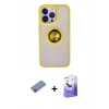 MARSİLYAN™- iPhone 13 Pro Max Kılıf Yörünge Çizgi - Siyah Bilvis 5in1 5D Magic Hayalet Cam Ekran Koruyucu + Shine Kamera Lens Koruma Cam - PE
