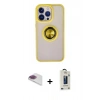 MARSİLYAN™- iPhone 13 Pro Max Kılıf Yörünge Çizgi - Siyah Bilvis Hayalet Cam Ekran Koruyucu + Pers Alüminyum Kamera Lens - GI