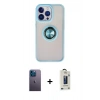MARSİLYAN™- iPhone 13 Pro Max Kılıf Yörünge Çizgi - Siyah Bilvis Hayalet Cam Ekran Koruyucu + Neon Fosforlu Kamera Lens - MI