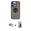 MARSİLYAN™- iPhone 13 Pro Max Kılıf Yörünge Çizgi - Siyah Bilvis Hayalet Cam Ekran Koruyucu + Rainbow Kamera Lens Koruma Cam - MI