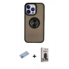 MARSİLYAN™- iPhone 13 Pro Max Kılıf Yörünge Çizgi - Siyah Bilvis Hayalet Cam Ekran Koruyucu + Shine Kamera Lens Koruma Cam - MI