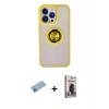 MARSİLYAN™- iPhone 13 Pro Max Kılıf Yörünge Çizgi - Siyah Bilvis Hayalet Cam Ekran Koruyucu + Shine Kamera Lens Koruma Cam - MI