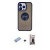 MARSİLYAN™- iPhone 13 Pro Max Kılıf Yörünge Çizgi - Siyah Bilvis Hayalet Cam Ekran Koruyucu + Shine Kamera Lens Koruma Cam - MI