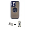 MARSİLYAN™- iPhone 13 Pro Max Kılıf Yörünge Çizgi - Siyah Bilvis Hayalet Cam Ekran Koruyucu + Rainbow Kamera Lens Koruma Cam - MR