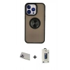 MARSİLYAN™- iPhone 13 Pro Max Kılıf Yörünge Çizgi - Siyah Bilvis Hayalet Cam Ekran Koruyucu + Rainbow Kamera Lens Koruma Cam - MR