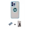 MARSİLYAN™- iPhone 13 Pro Max Kılıf Yörünge Çizgi - Siyah Bilvis Hayalet Cam Ekran Koruyucu + Shine Kamera Lens Koruma Cam - PE