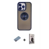 MARSİLYAN™- iPhone 13 Pro Max Kılıf Yörünge Çizgi - Siyah Bilvis Hayalet Cam Ekran Koruyucu + Shine Kamera Lens Koruma Cam - PE