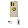 MARSİLYAN™- iPhone 13 Pro Max Kılıf Yörünge Çizgi - Siyah Bilvis Hayalet Cam Ekran Koruyucu + Pers Alüminyum Kamera Lens - SABE