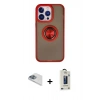 MARSİLYAN™- iPhone 13 Pro Max Kılıf Yörünge Çizgi - Siyah Bilvis Hayalet Cam Ekran Koruyucu + Pers Alüminyum Kamera Lens - SABE