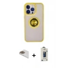 MARSİLYAN™- iPhone 13 Pro Max Kılıf Yörünge Çizgi - Siyah Bilvis Hayalet Cam Ekran Koruyucu + Pers Alüminyum Kamera Lens - GD