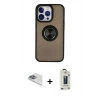 MARSİLYAN™- iPhone 13 Pro Max Kılıf Yörünge Çizgi - Siyah Bilvis Hayalet Cam Ekran Koruyucu + Pers Alüminyum Kamera Lens - SABE