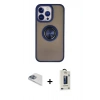 MARSİLYAN™- iPhone 13 Pro Max Kılıf Yörünge Çizgi - Siyah Bilvis Hayalet Cam Ekran Koruyucu + Pers Alüminyum Kamera Lens - SABE