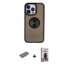 MARSİLYAN™- iPhone 13 Pro Max Kılıf Yörünge Çizgi - Siyah Bilvis Hayalet Cam Ekran Koruyucu + Renkli Kamera Lens Koruma Cam - MI