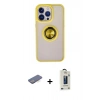MARSİLYAN™- iPhone 13 Pro Max Kılıf Yörünge Çizgi - Siyah Bilvis Hayalet Cam Ekran Koruyucu + Renkli Kamera Lens Koruma Cam - MI