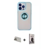 MARSİLYAN™- iPhone 13 Pro Max Kılıf Yörünge Çizgi - Siyah Bilvis Hayalet Cam Ekran Koruyucu + Rainbow Kamera Lens Koruma Cam - REGD
