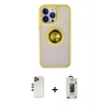 MARSİLYAN™- iPhone 13 Pro Max Kılıf Yörünge Çizgi - Siyah Bilvis Hayalet Cam Ekran Koruyucu + Shine Kamera Lens - GD