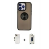 MARSİLYAN™- iPhone 13 Pro Max Kılıf Yörünge Çizgi - Siyah Bilvis Hayalet Cam Ekran Koruyucu + Shine Kamera Lens - GD