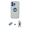 MARSİLYAN™- iPhone 13 Pro Max Kılıf Yörünge Çizgi - Siyah Bilvis Hayalet Cam Ekran Koruyucu + Shine Kamera Lens Koruma Cam - GI