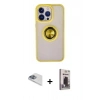 MARSİLYAN™- iPhone 13 Pro Max Kılıf Yörünge Çizgi - Siyah Bilvis Hayalet Cam Ekran Koruyucu + Pers Alüminyum Kamera Lens - SABE