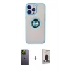 MARSİLYAN™- iPhone 13 Pro Max Kılıf Yörünge Çizgi - Siyah Bilvis Hayalet Cam Ekran Koruyucu + Neon Fosforlu Kamera Lens - YL