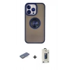 MARSİLYAN™- iPhone 13 Pro Max Kılıf Yörünge Çizgi - Siyah Bilvis Hayalet Cam Ekran Koruyucu + Renkli Kamera Lens Koruma Cam - YL