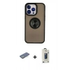 MARSİLYAN™- iPhone 13 Pro Max Kılıf Yörünge Çizgi - Siyah Bilvis Hayalet Cam Ekran Koruyucu + Renkli Kamera Lens Koruma Cam - YL