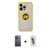 MARSİLYAN™- iPhone 13 Pro Max Kılıf Yörünge Çizgi - Siyah Joko 5D Cam + Neon Fosforlu Kamera Lens - BZ