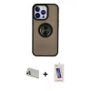 MARSİLYAN™- iPhone 13 Pro Max Kılıf Yörünge Çizgi - Siyah Joko 5D Cam + Rainbow Kamera Lens Koruma Cam - BZ