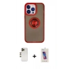 MARSİLYAN™- iPhone 13 Pro Max Kılıf Yörünge Çizgi - Siyah Joko 5D Cam + Gold Shine Kamera Lens
