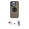 MARSİLYAN™- iPhone 13 Pro Max Kılıf Yörünge Çizgi - Siyah Joko 5D Cam + Pers Alüminyum Kamera Lens - KI
