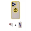 MARSİLYAN™- iPhone 13 Pro Max Kılıf Yörünge Çizgi - Siyah Joko 5D Cam + Pers Alüminyum Kamera Lens - KI