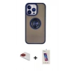 MARSİLYAN™- iPhone 13 Pro Max Kılıf Yörünge Çizgi - Siyah Joko 5D Cam + Pers Alüminyum Kamera Lens - KI