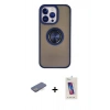 MARSİLYAN™- iPhone 13 Pro Max Kılıf Yörünge Çizgi - Siyah Joko 5D Cam + Renkli Kamera Lens Koruma Cam - MI