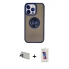 MARSİLYAN™- iPhone 13 Pro Max Kılıf Yörünge Çizgi - Siyah Joko 5D Cam + Rainbow Kamera Lens Koruma Cam - MR