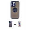 MARSİLYAN™- iPhone 13 Pro Max Kılıf Yörünge Çizgi - Siyah Joko 5D Cam + Neon Fosforlu Kamera Lens - MI