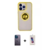 MARSİLYAN™- iPhone 13 Pro Max Kılıf Yörünge Çizgi - Siyah Joko 5D Cam + Neon Fosforlu Kamera Lens - MI